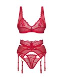 Komplet Cupide Desir 3-częściowy Czerwony L/XL