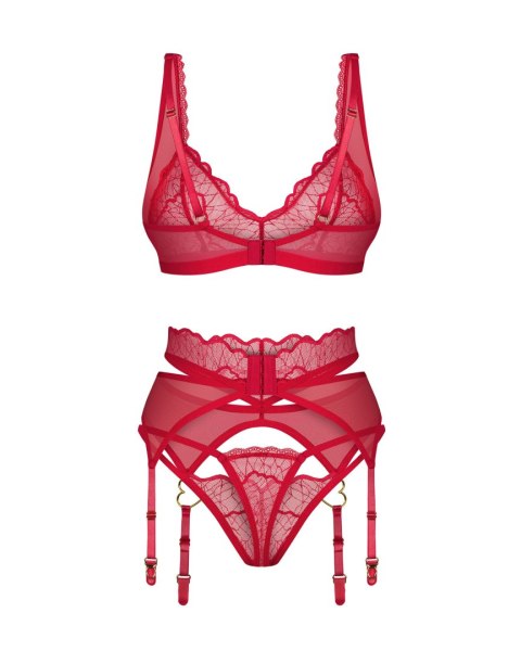 Komplet Cupide Desir 3-częściowy Czerwony L/XL