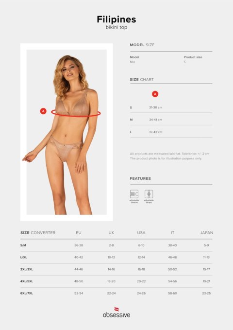 Filipines bikini Top Złoty S