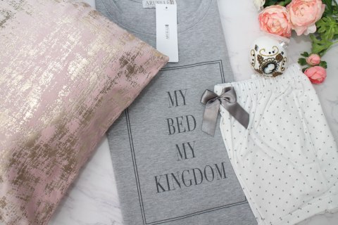 Piżama Kingdom Short Dots & Grey Szary XL