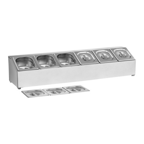 Ekspozytor stojak na pojemniki 6x GN 1/6 + pojemniki z pokrywkami Royal Catering Ekspozytor stojak na pojemniki 6x GN 1/6 + pojemniki z pokrywkami Royal Catering