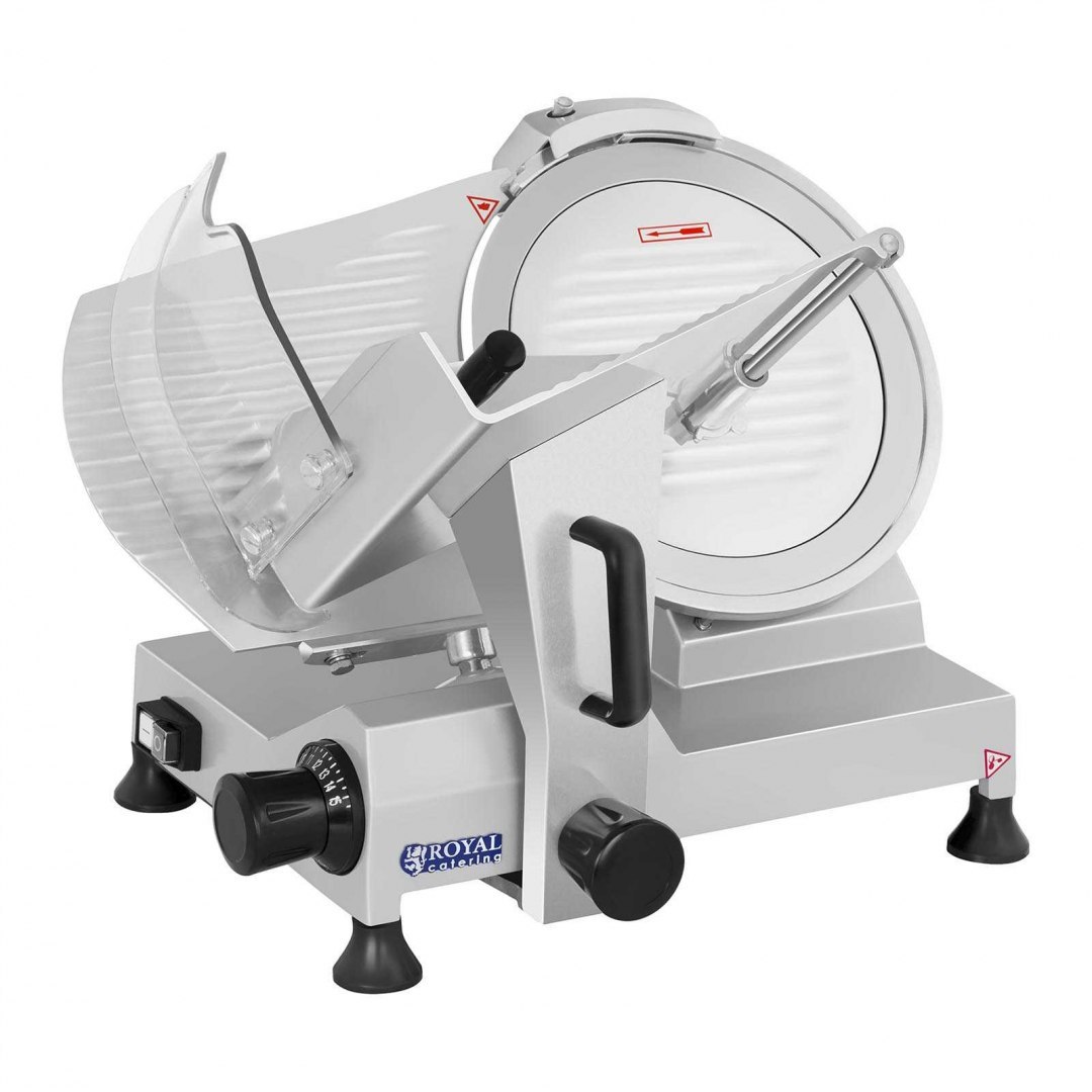 Krajalnica elektryczna do wędlin i sera z ostrzałką 250W śr. 300mm Royal Catering Krajalnica elektryczna do wędlin i sera z ostrzałką 250W śr. 300mm Royal Catering