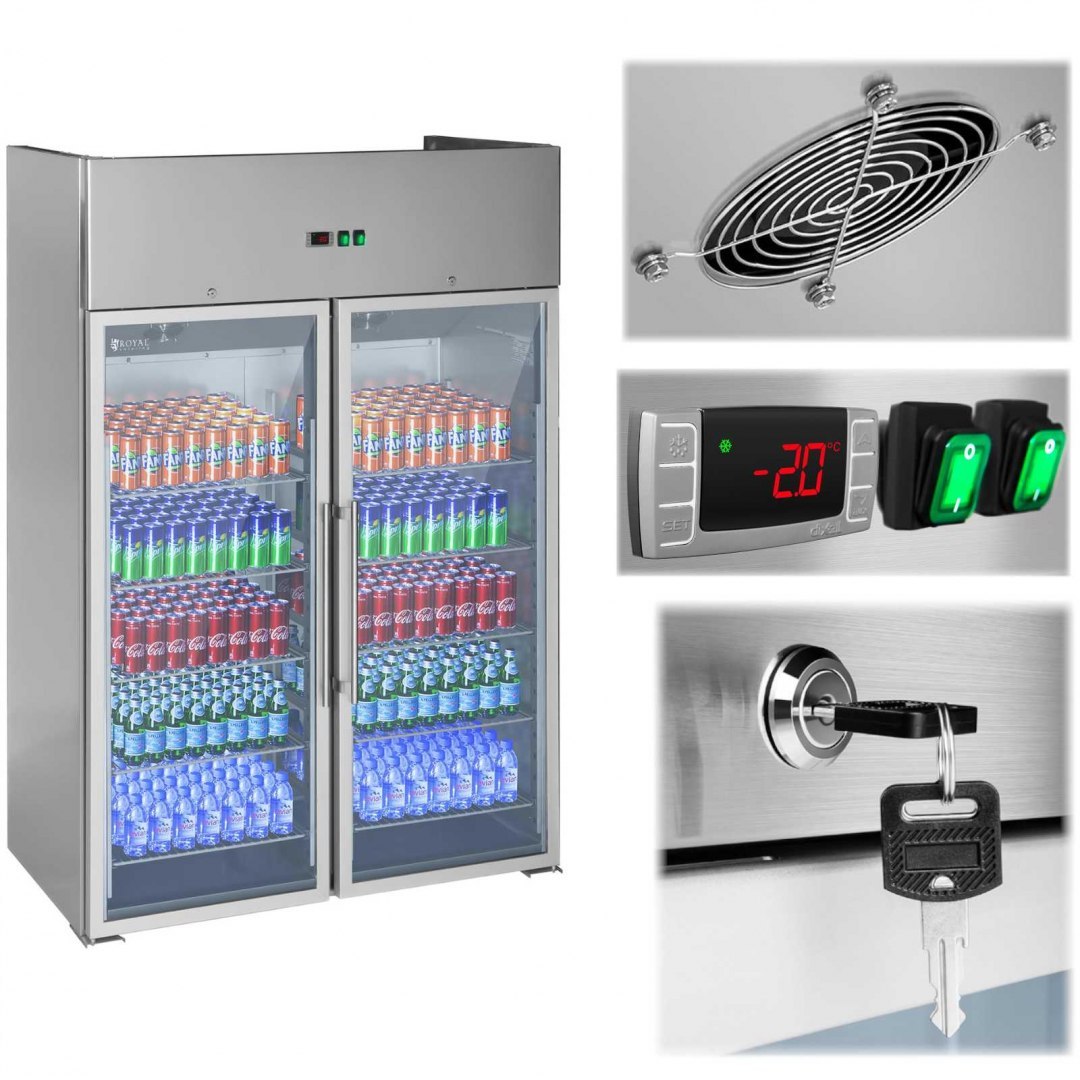 Lodówka chłodziarka szafa chłodnicza podwójna przeszklona od -2 do 8C 948L Royal Catering Lodówka chłodziarka szafa chłodnicza podwójna przeszklona od -2 do 8C 948L Royal Catering