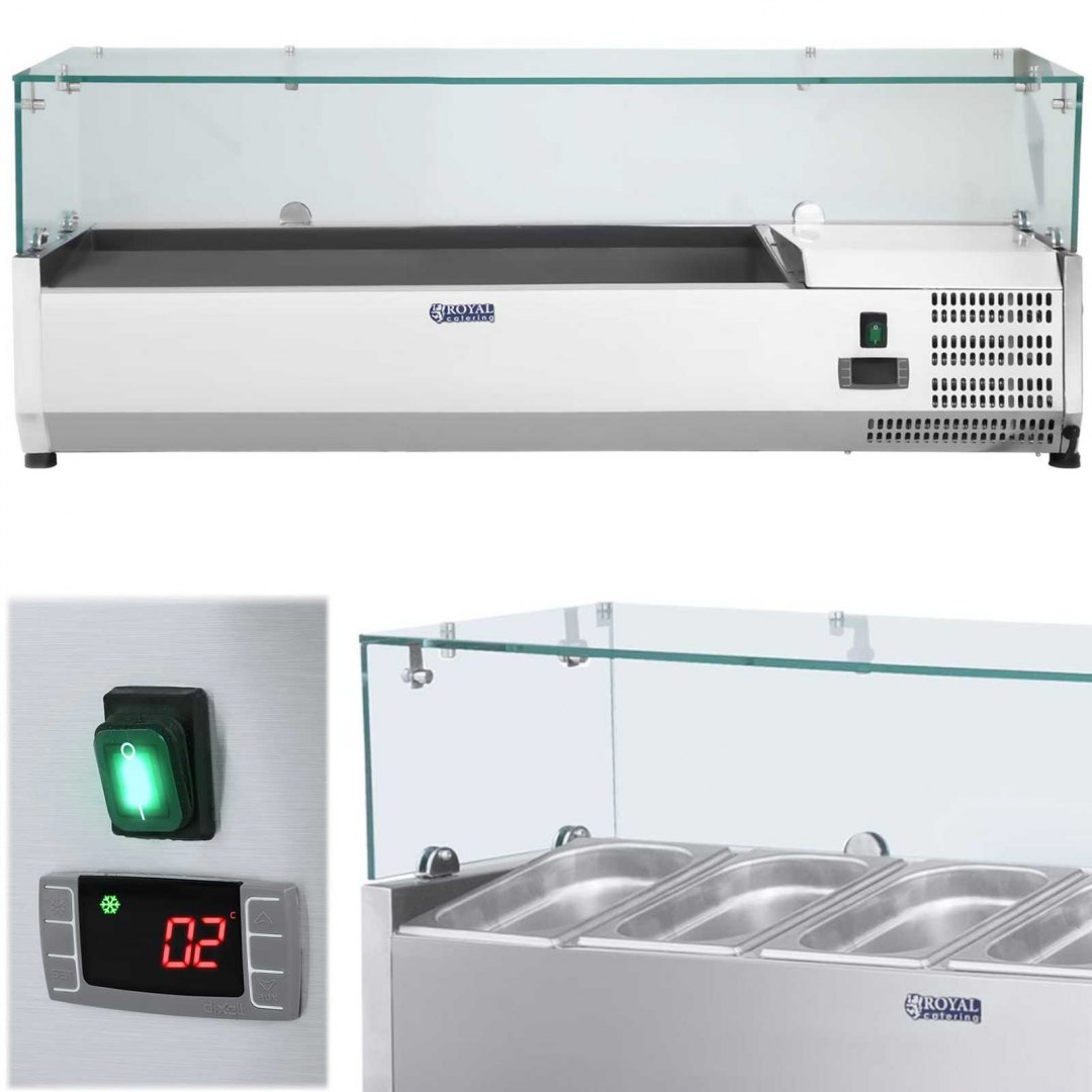 Nadstawa chłodnicza ze szklaną osłoną 5x GN1/4 120cm Royal Catering Nadstawa chłodnicza ze szklaną osłoną 5x GN1/4 120cm Royal Catering