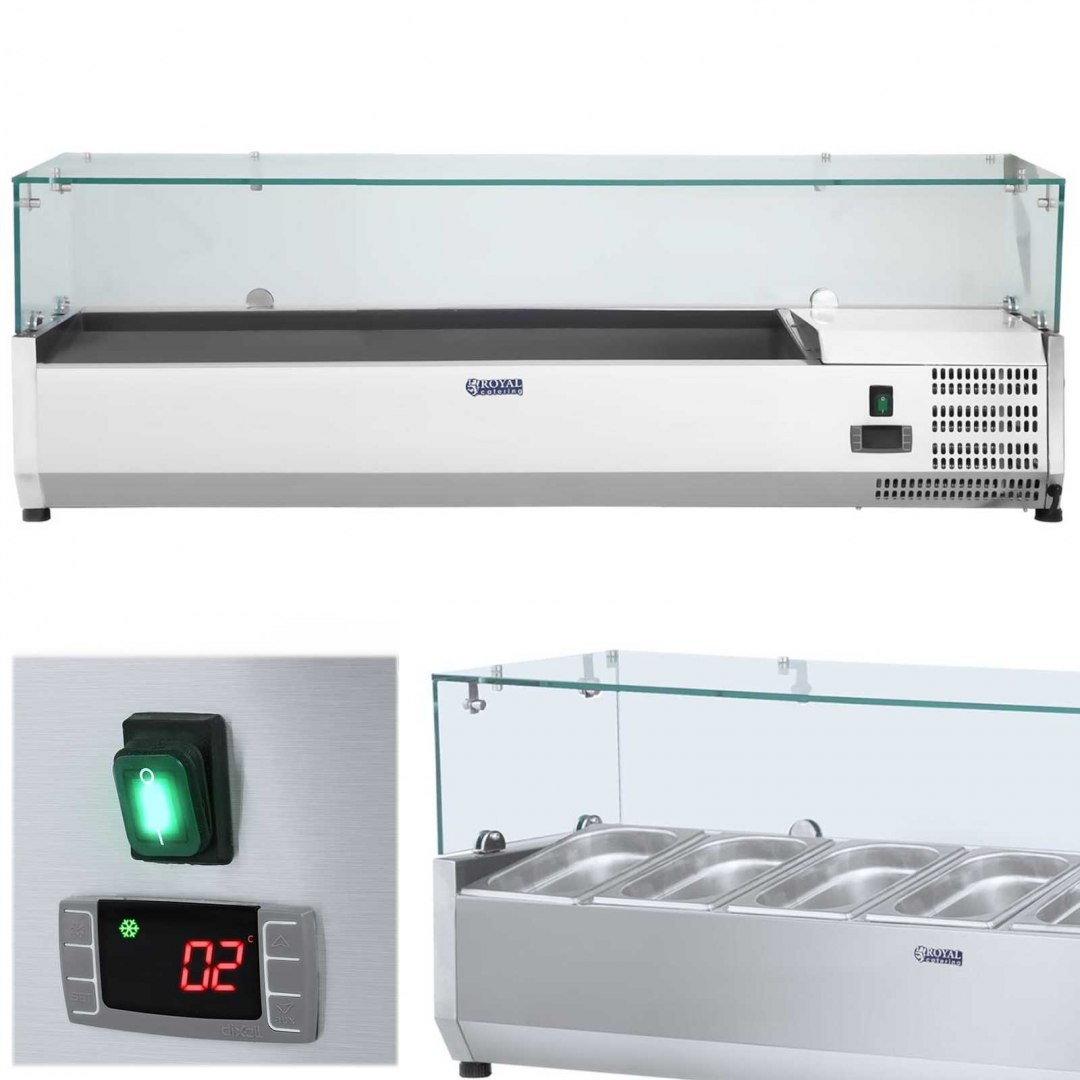 Nadstawa chłodnicza ze szklaną osłoną 6x GN1/3 140cm Royal Catering Nadstawa chłodnicza ze szklaną osłoną 6x GN1/3 140cm Royal Catering