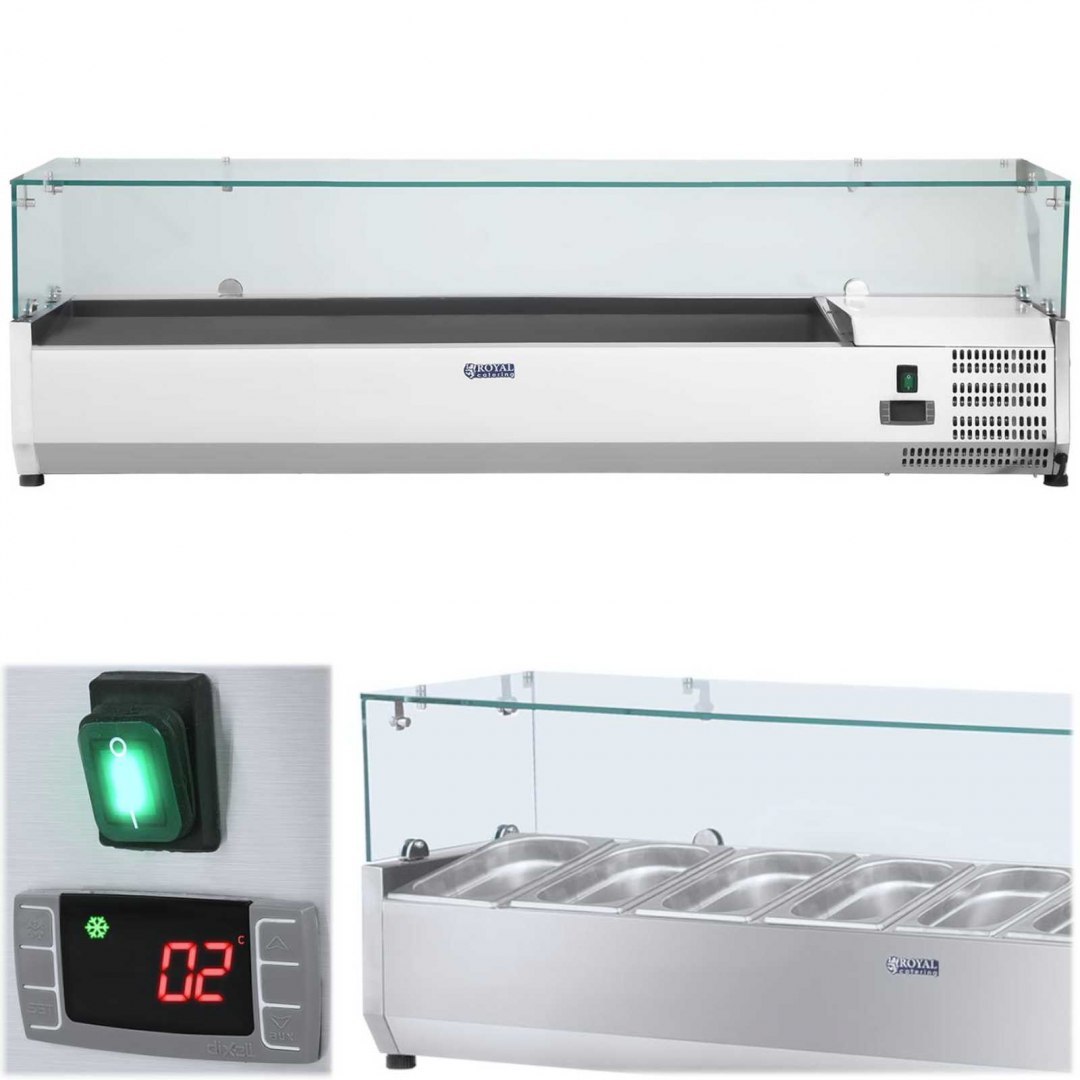 Nadstawa chłodnicza ze szklaną osłoną 7x GN1/4 160cm Royal Catering Nadstawa chłodnicza ze szklaną osłoną 7x GN1/4 160cm Royal Catering