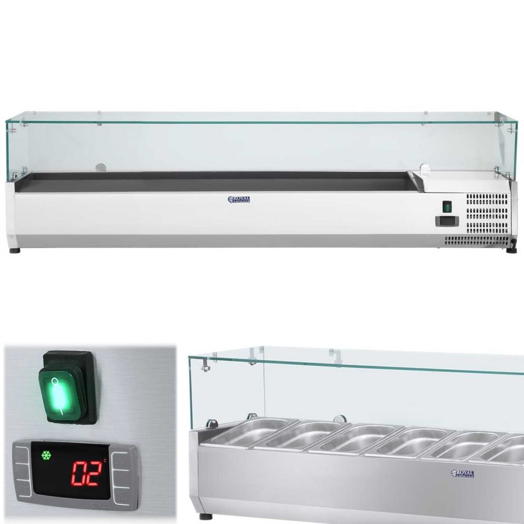 Nadstawa chłodnicza ze szklaną osłoną 8x GN1/3 180cm Royal Catering Nadstawa chłodnicza ze szklaną osłoną 8x GN1/3 180cm Royal Catering