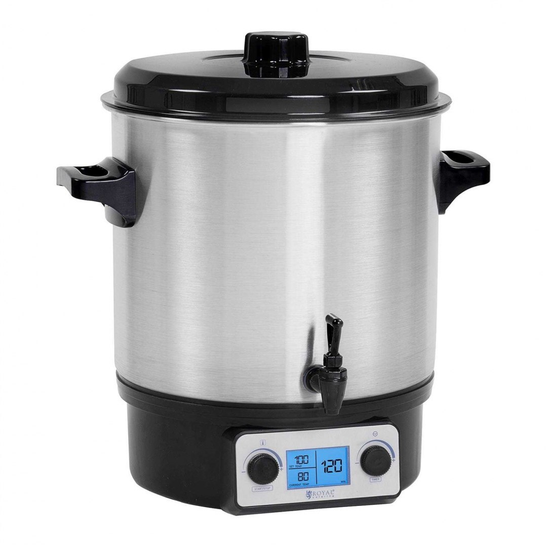 Podgrzewacz warnik do grzańca grzanego wina z kranem timerem LCD stal nierdzewna 1800W 27L Royal Catering Podgrzewacz warnik do grzańca grzanego wina z kranem timerem LCD stal nierdzewna 1800W 27L Royal Catering