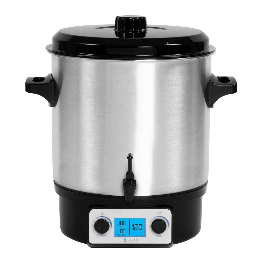 Podgrzewacz warnik do grzańca grzanego wina z kranem timerem LCD stal nierdzewna 1800W 27L Royal Catering Podgrzewacz warnik do grzańca grzanego wina z kranem timerem LCD stal nierdzewna 1800W 27L Royal Catering
