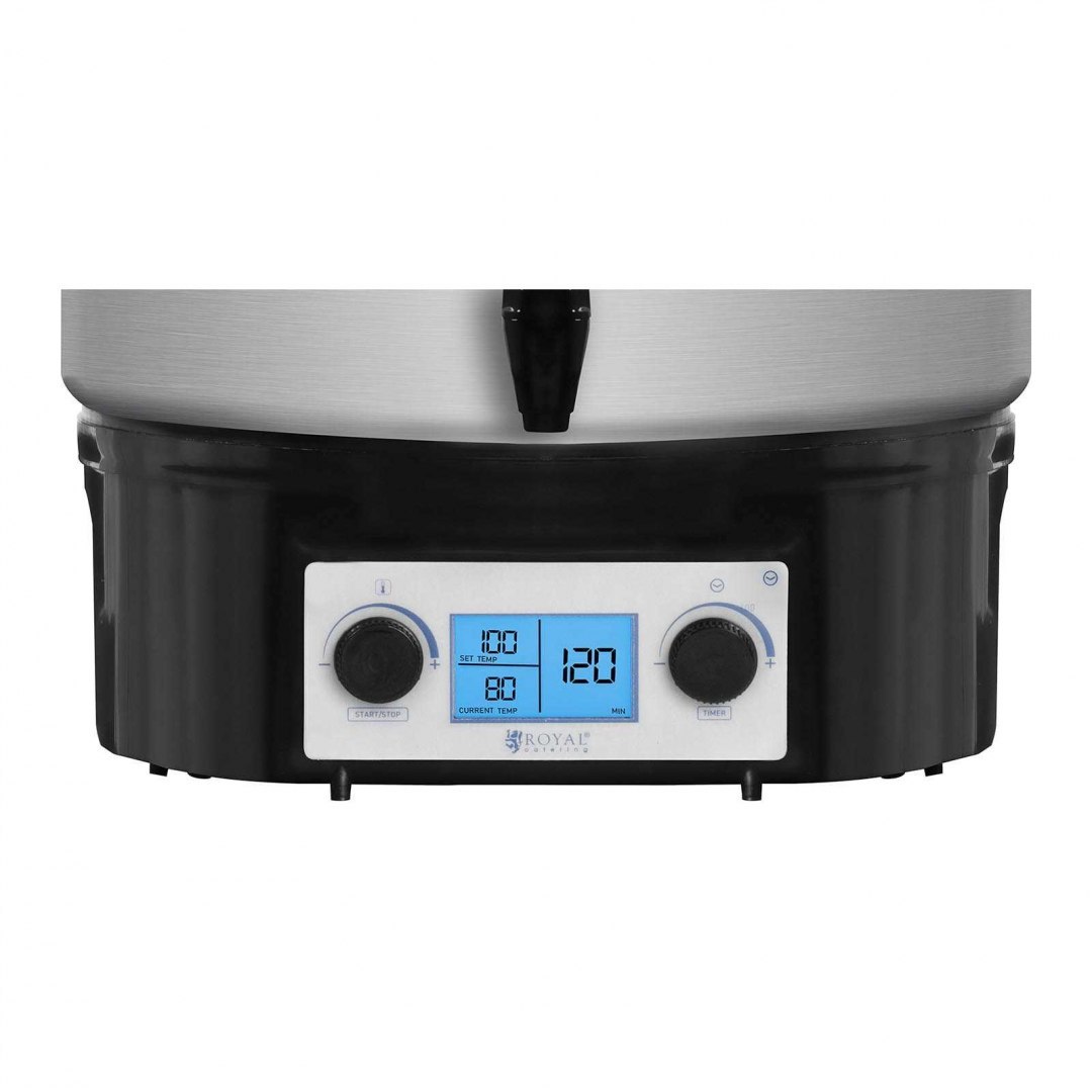 Podgrzewacz warnik do grzańca grzanego wina z kranem timerem LCD stal nierdzewna 1800W 27L Royal Catering Podgrzewacz warnik do grzańca grzanego wina z kranem timerem LCD stal nierdzewna 1800W 27L Royal Catering