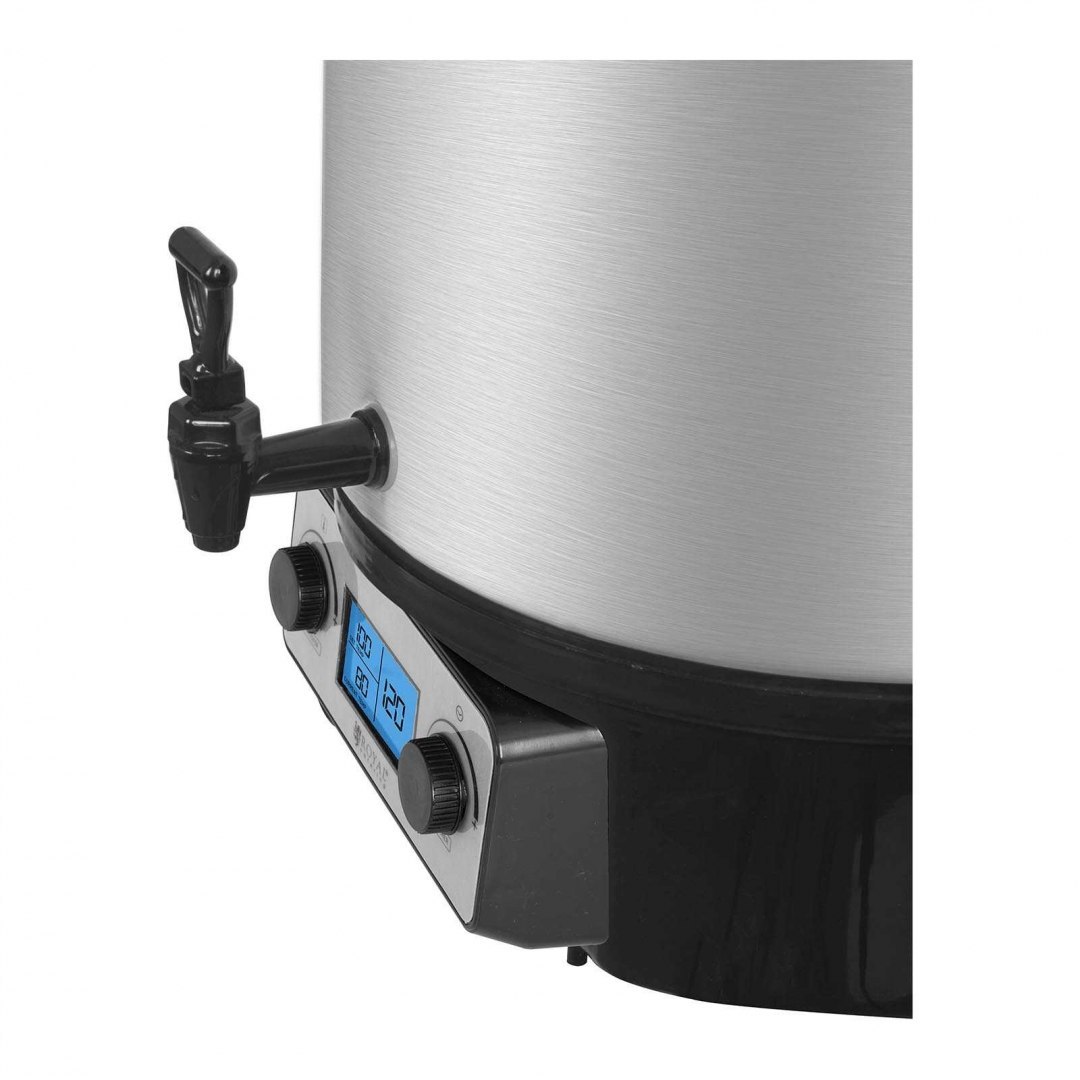 Podgrzewacz warnik do grzańca grzanego wina z kranem timerem LCD stal nierdzewna 1800W 27L Royal Catering Podgrzewacz warnik do grzańca grzanego wina z kranem timerem LCD stal nierdzewna 1800W 27L Royal Catering