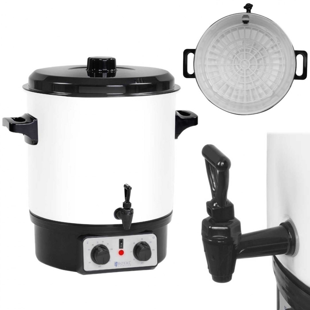 Podgrzewacz warnik grzańca do grzanego wina kawy z kranem timerem 1800W 27L Royal Catering Podgrzewacz warnik grzańca do grzanego wina kawy z kranem timerem 1800W 27L Royal Catering