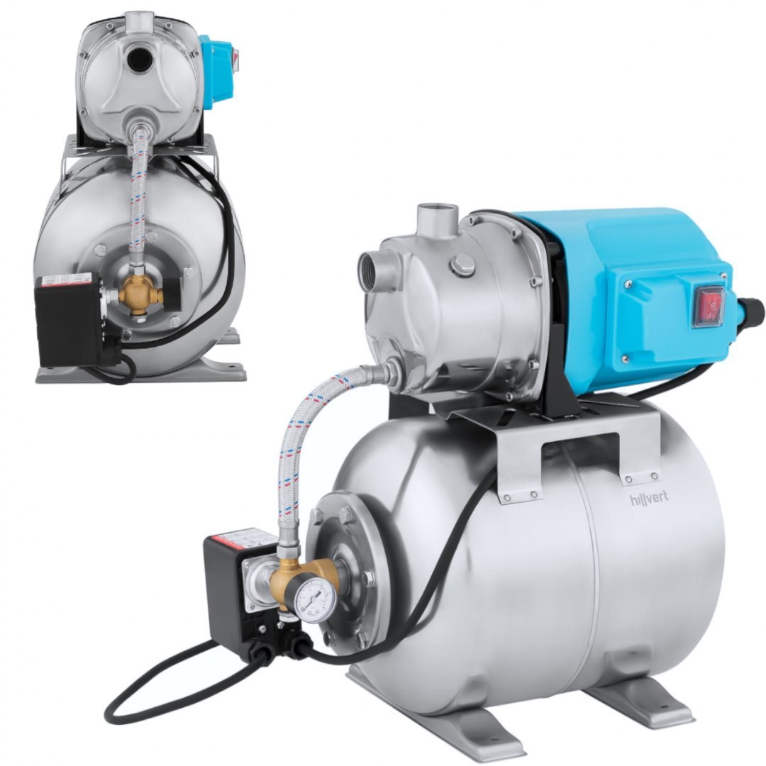 Pompa samozasysająca hydrofor do pompowania wody stalowa 1200W 3500l/h 19L Hillvert Pompa samozasysająca hydrofor do pompowania wody stalowa 1200W 3500l/h 19L Hillvert