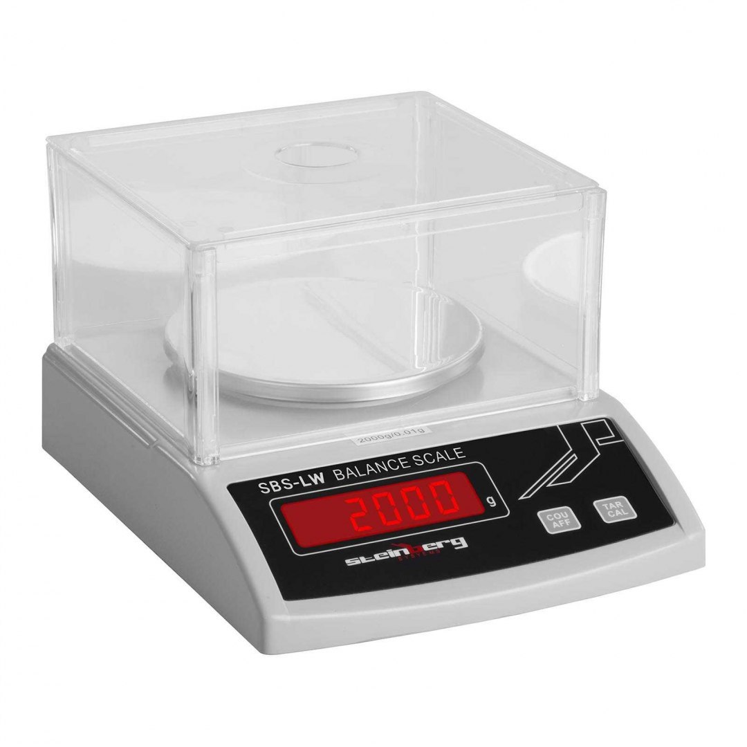 Waga laboratoryjna precyzyjna ze szklaną osłoną wyświetlaczem LED 2000g / 0.01g Steinberg Systems Waga laboratoryjna precyzyjna ze szklaną osłoną wyświetlaczem LED 2000g / 0.01g Steinberg Systems