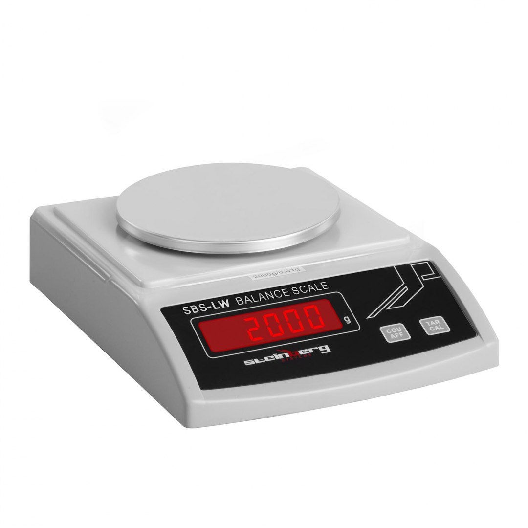Waga laboratoryjna precyzyjna ze szklaną osłoną wyświetlaczem LED 2000g / 0.01g Steinberg Systems Waga laboratoryjna precyzyjna ze szklaną osłoną wyświetlaczem LED 2000g / 0.01g Steinberg Systems