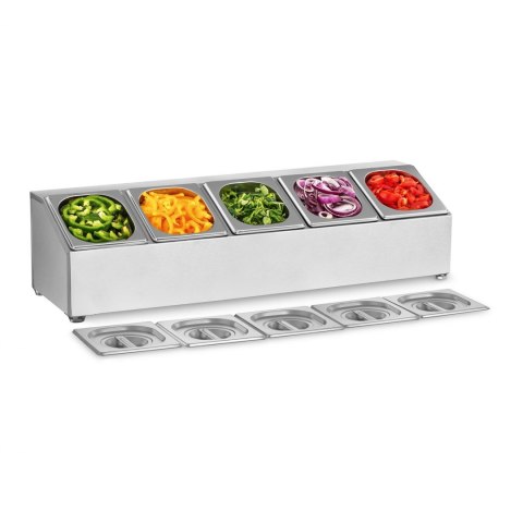 Ekspozytor stojak na pojemniki gastronomiczne 5 x GN1/6 + 5 x Pojemniki Royal Catering Ekspozytor stojak na pojemniki gastronomiczne 5 x GN1/6 + 5 x Pojemniki Royal Catering