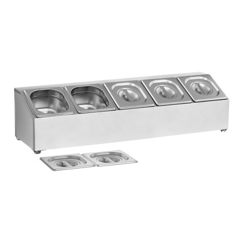Ekspozytor stojak na pojemniki gastronomiczne 5 x GN1/6 + 5 x Pojemniki Royal Catering Ekspozytor stojak na pojemniki gastronomiczne 5 x GN1/6 + 5 x Pojemniki Royal Catering