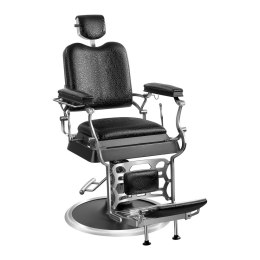Fotel fryzjerski barberski z podnóżkiem obrotowy czarny Sheffield Black Physa