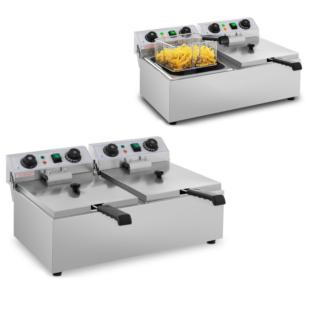 Frytownica nastawna gastronomiczna elektryczna TIMER 230 V 2 x 3200W 2 x 10 L Royal Catering Frytownica nastawna gastronomiczna elektryczna TIMER 230 V 2 x 3200W 2 x 10 L Royal Catering