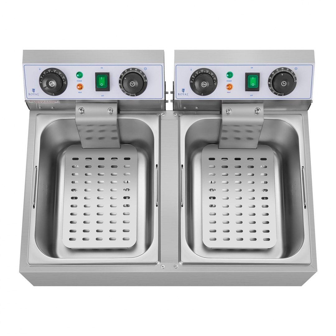 Frytownica nastawna gastronomiczna elektryczna TIMER 230 V 2 x 3200W 2 x 10 L Royal Catering Frytownica nastawna gastronomiczna elektryczna TIMER 230 V 2 x 3200W 2 x 10 L Royal Catering
