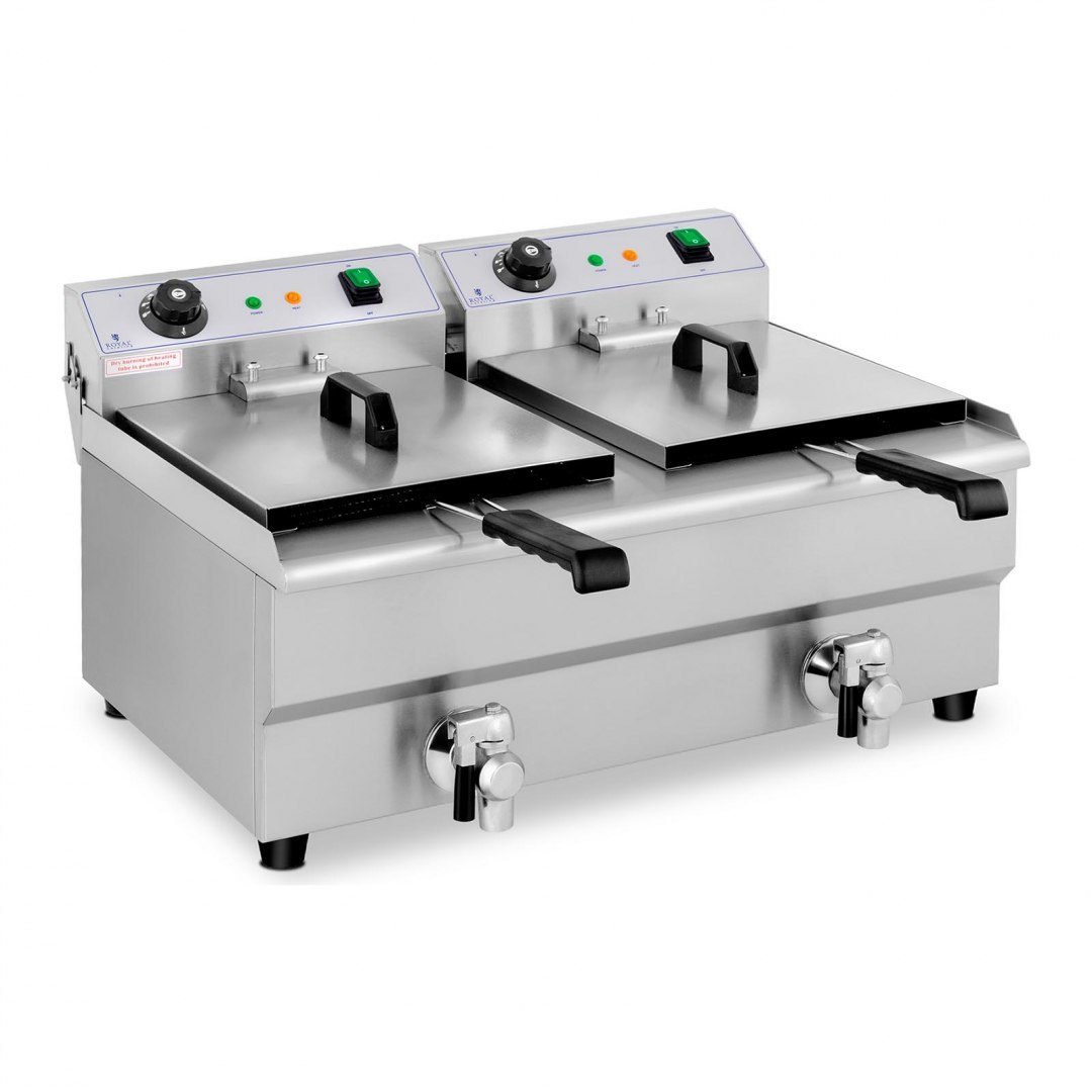 Frytownica podwójna gastronomiczna elektryczna z kranem 230 V 2 x 3200W 2 x 13 L Royal Catering Frytownica podwójna gastronomiczna elektryczna z kranem 230 V 2 x 3200W 2 x 13 L Royal Catering