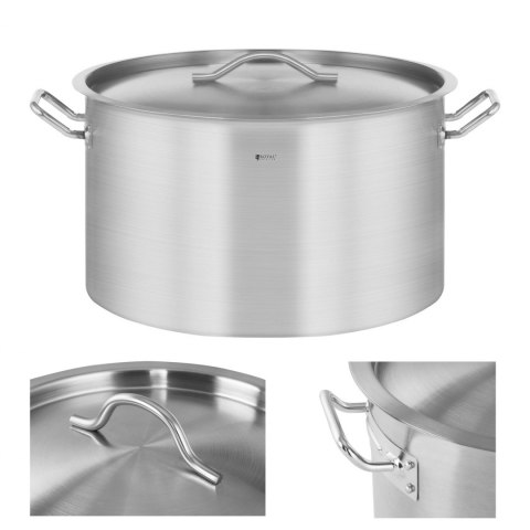Garnek gastronomiczny z pokrywką stalowy nierdzewny do kuchenki indukcyjnej 58 L Royal Catering Garnek gastronomiczny z pokrywką stalowy nierdzewny do kuchenki indukcyjnej 58 L Royal Catering