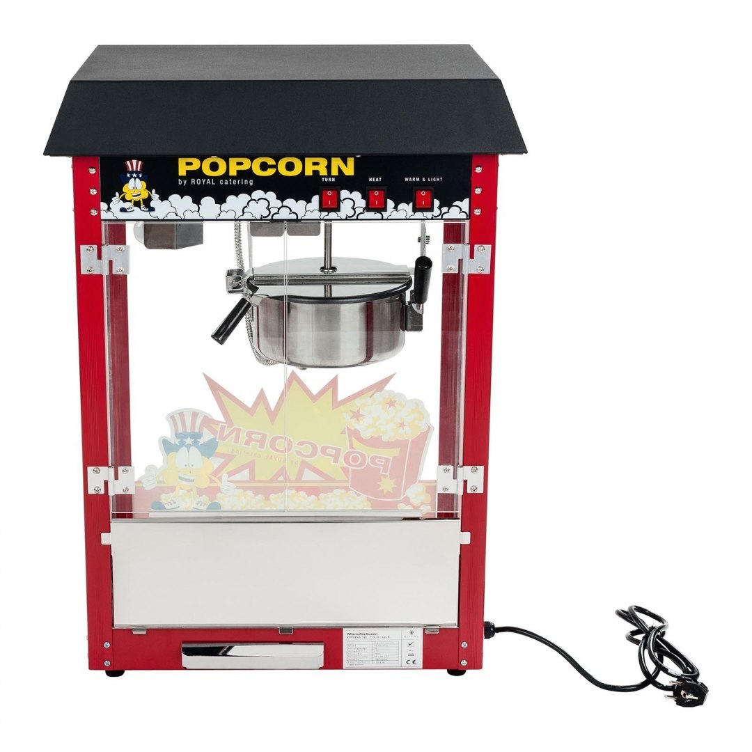 Maszyna urządzenie do produkcji PopCornu TEFLON 4-5 kg/h - czarny daszek Royal Catering Maszyna urządzenie do produkcji PopCornu TEFLON 4-5 kg/h - czarny daszek Royal Catering