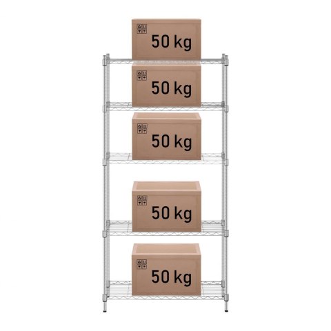 Regał magazynowy druciany ażurowy kolor szary 180x90x35cm do 250kg Royal Catering Regał magazynowy druciany ażurowy kolor szary 180x90x35cm do 250kg Royal Catering