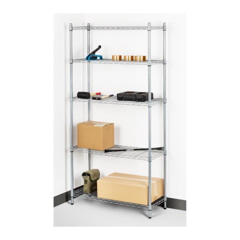 Regał magazynowy druciany ażurowy kolor szary 180x90x35cm do 250kg Royal Catering Regał magazynowy druciany ażurowy kolor szary 180x90x35cm do 250kg Royal Catering