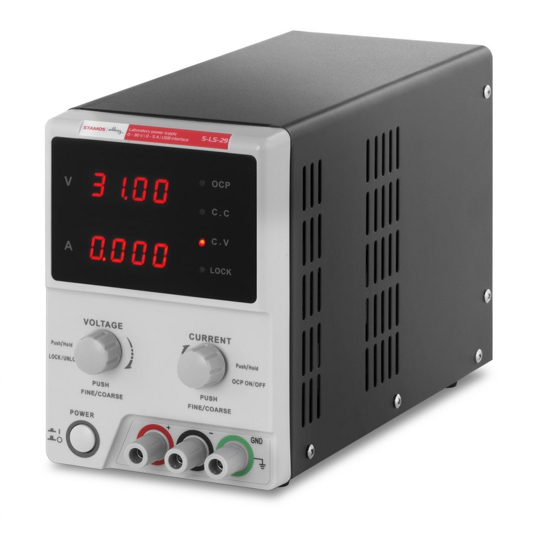 Zasilacz laboratoryjny 0-30VDC 0-5A USB / RS232 + CD S-LS-29 Stamos Soldering Zasilacz laboratoryjny 0-30VDC 0-5A USB / RS232 + CD S-LS-29 Stamos Soldering