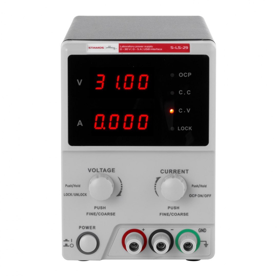 Zasilacz laboratoryjny 0-30VDC 0-5A USB / RS232 + CD S-LS-29 Stamos Soldering Zasilacz laboratoryjny 0-30VDC 0-5A USB / RS232 + CD S-LS-29 Stamos Soldering