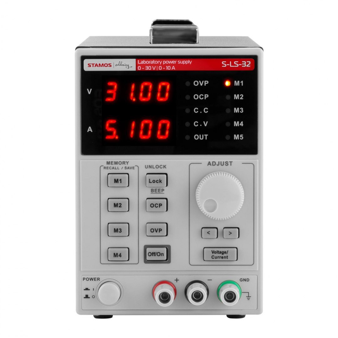 Zasilacz laboratoryjny z funkcją pamięci 0-30VDC 0-10A S-LS-32 Stamos Soldering Zasilacz laboratoryjny z funkcją pamięci 0-30VDC 0-10A S-LS-32 Stamos Soldering
