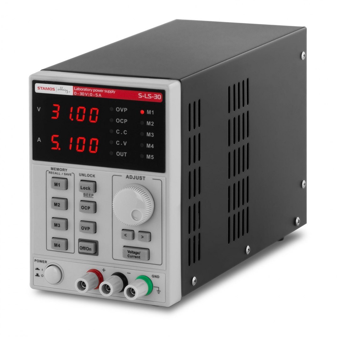 Zasilacz laboratoryjny z funkcją pamięci 0-30VDC 0-5A S-LS-30 Stamos Soldering Zasilacz laboratoryjny z funkcją pamięci 0-30VDC 0-5A S-LS-30 Stamos Soldering
