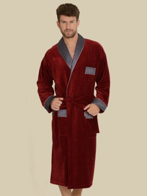 Szlafrok Bonjour długi Granatowy XXXL Szlafrok Bonjour długi Granatowy XXXL