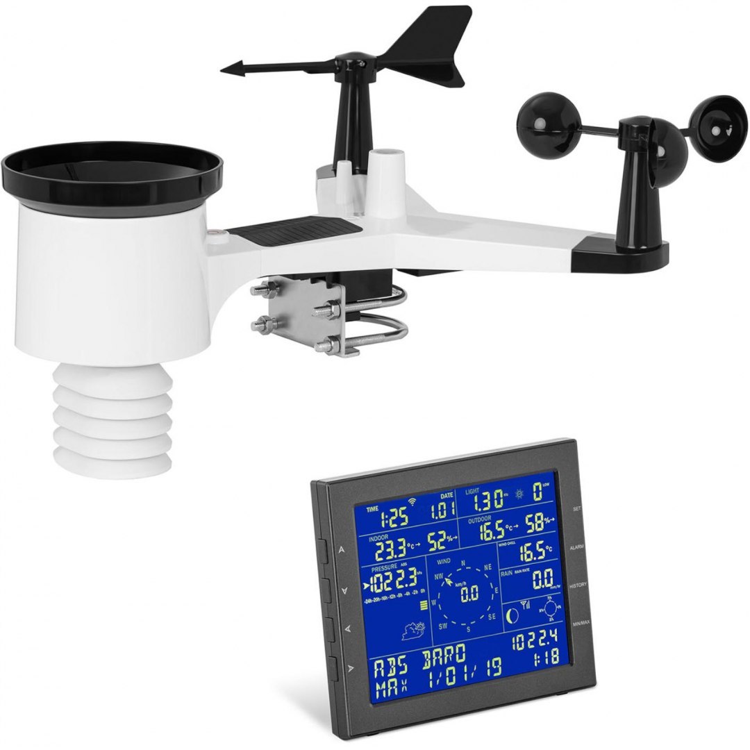 Bezprzewodowa stacja meteorologiczna pogodowa LCD WiFi 7w1 100m Steinberg Systems Bezprzewodowa stacja meteorologiczna pogodowa LCD WiFi 7w1 100m Steinberg Systems