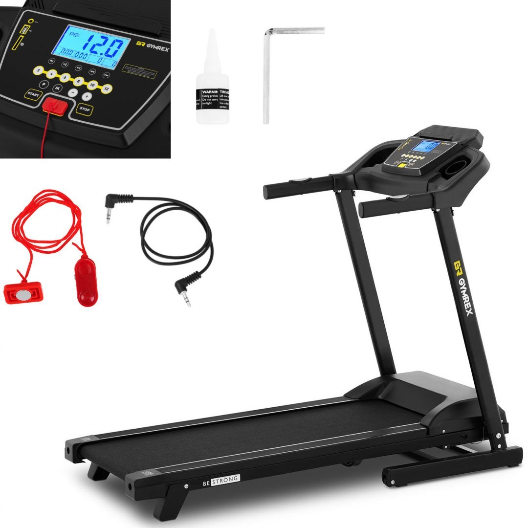 Bieżnia elektryczna Gymrex LCD SD/USB/MP3 120 kg 12 km/h GYMREX Bieżnia elektryczna Gymrex LCD SD/USB/MP3 120 kg 12 km/h GYMREX