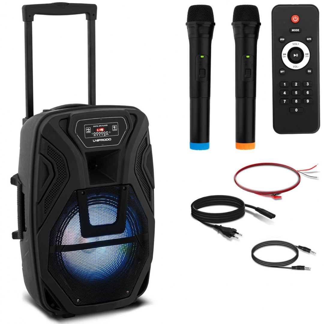 Głośnik bezprzewodowy Bluetooth 2 mikrofony 40W UNIPRODO Głośnik bezprzewodowy Bluetooth 2 mikrofony 40W UNIPRODO