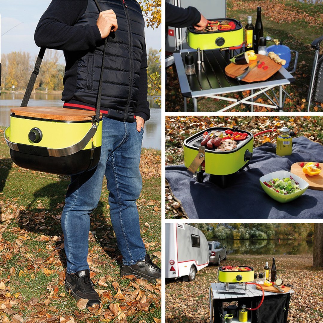 Grill turystyczny gazowy z płytą żeliwną z funkcją kuchenki PIKNIK Mini BBQ MEVA Grill turystyczny gazowy z płytą żeliwną z funkcją kuchenki PIKNIK Mini BBQ MEVA