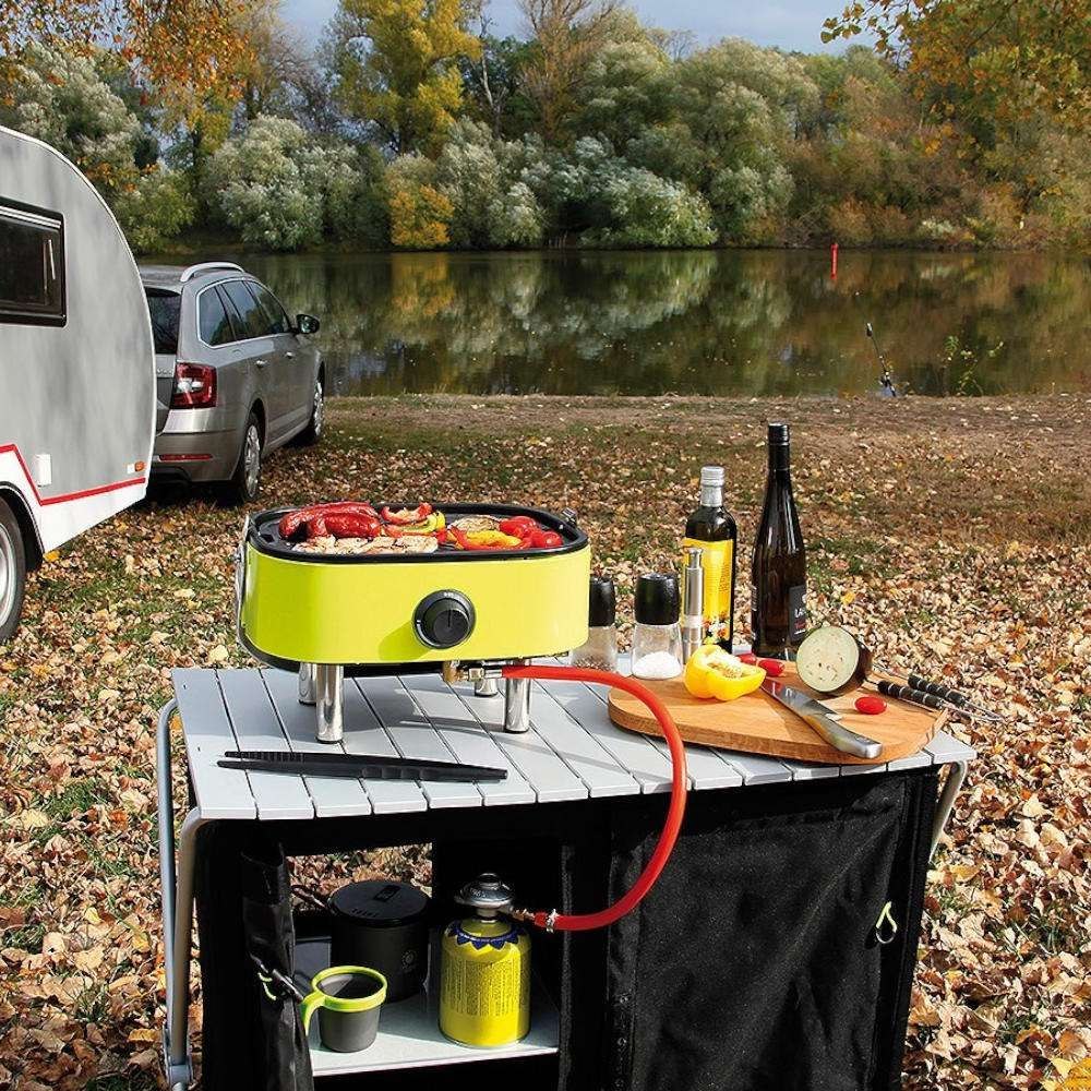 Grill turystyczny gazowy z płytą żeliwną z funkcją kuchenki PIKNIK Mini BBQ MEVA Grill turystyczny gazowy z płytą żeliwną z funkcją kuchenki PIKNIK Mini BBQ MEVA
