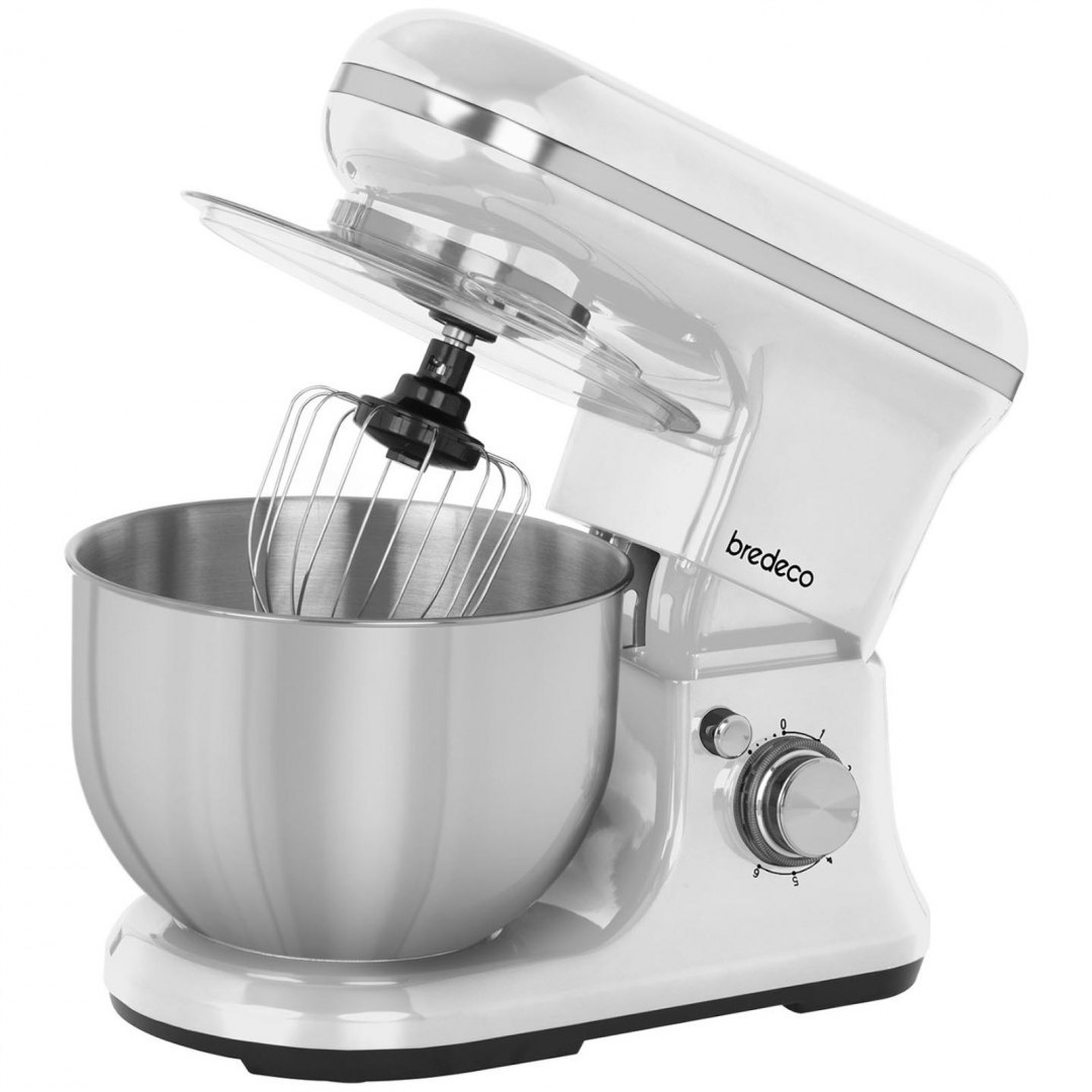 Mikser robot planetarny do ciasta 3w1 5L 1200W biały Bredeco Mikser robot planetarny do ciasta 3w1 5L 1200W biały Bredeco