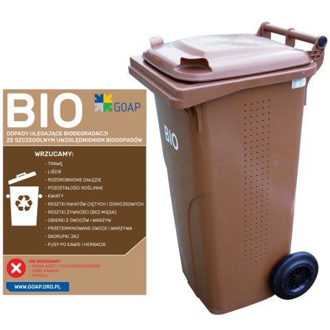 Pojemnik kubeł kosz na BIOodpady z podwójnym dnem brązowy 240L BIO + RUSZT Europlast Austria Pojemnik kubeł kosz na BIOodpady z podwójnym dnem brązowy 240L BIO + RUSZT Europlast Austria