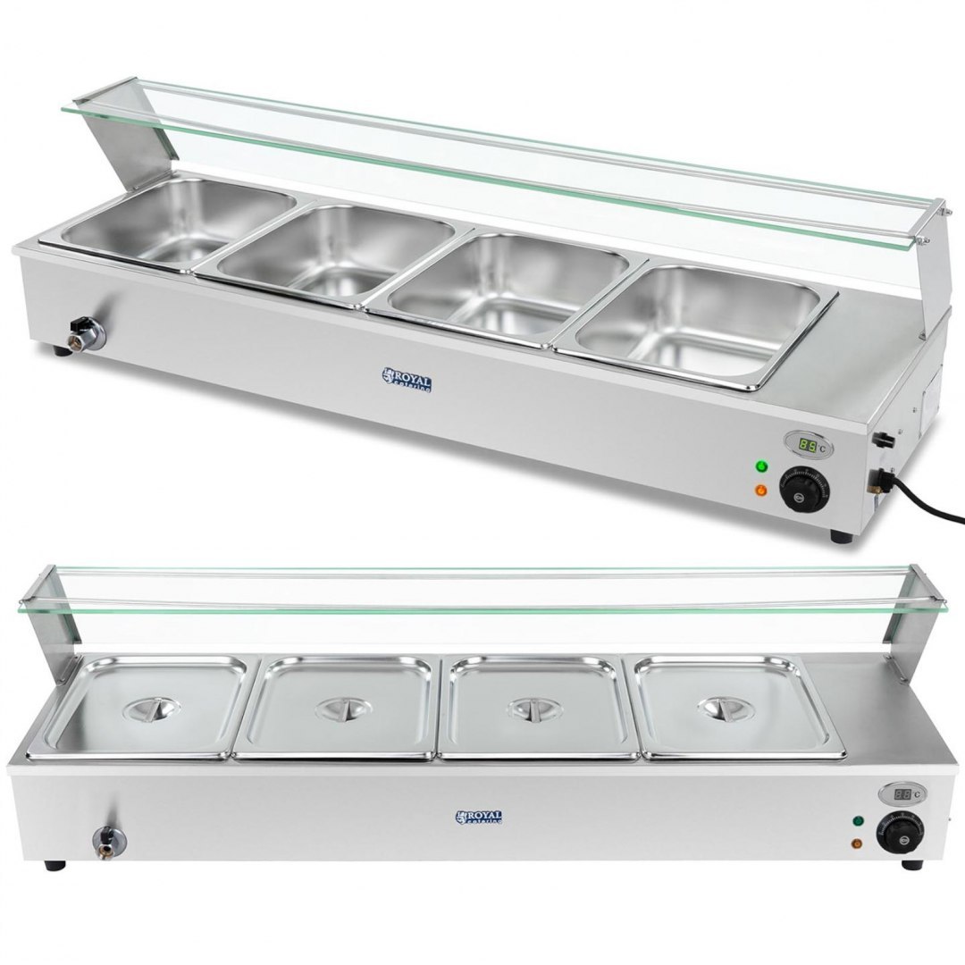 Bemar podgrzewacz elektryczny z kranem i osłoną 1800 W 4x GN 1/2 gł. 100 mm 24 l Royal Catering Bemar podgrzewacz elektryczny z kranem i osłoną 1800 W 4x GN 1/2 gł. 100 mm 24 l Royal Catering