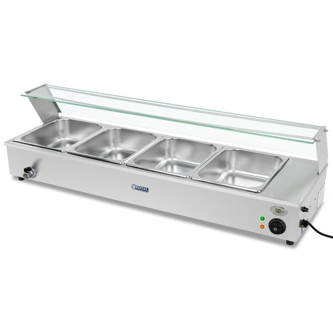 Bemar podgrzewacz elektryczny z kranem i osłoną 1800 W 4x GN 1/2 gł. 100 mm 24 l Royal Catering Bemar podgrzewacz elektryczny z kranem i osłoną 1800 W 4x GN 1/2 gł. 100 mm 24 l Royal Catering