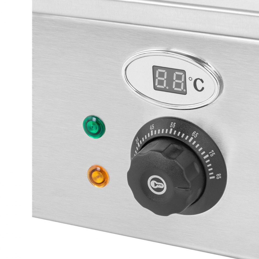 Bemar podgrzewacz elektryczny z kranem i osłoną 1800 W 4x GN 1/2 gł. 100 mm 24 l Royal Catering Bemar podgrzewacz elektryczny z kranem i osłoną 1800 W 4x GN 1/2 gł. 100 mm 24 l Royal Catering