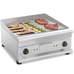 Grill płyta grillowa podwójna gładka ryflowana z szufladą na tłuszcz 230 V 2x 3200 W Royal Catering