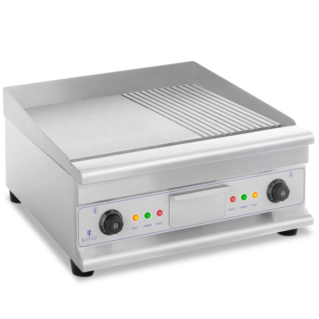 Grill płyta grillowa podwójna gładka ryflowana z szufladą na tłuszcz 230 V 2x 3200 W Royal Catering Grill płyta grillowa podwójna gładka ryflowana z szufladą na tłuszcz 230 V 2x 3200 W Royal Catering