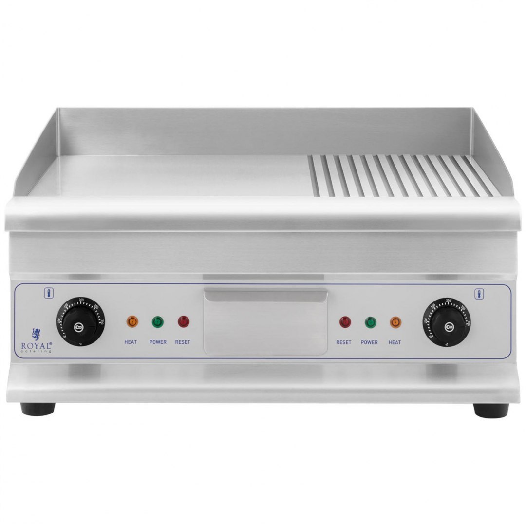 Grill płyta grillowa podwójna gładka ryflowana z szufladą na tłuszcz 230 V 2x 3200 W Royal Catering Grill płyta grillowa podwójna gładka ryflowana z szufladą na tłuszcz 230 V 2x 3200 W Royal Catering