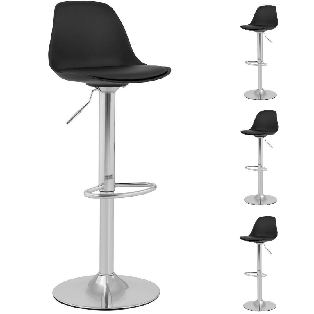 Hoker stołek krzesło barowe obrotowe tapicerowane 4 szt. czarne FROMM&amp;STARCK