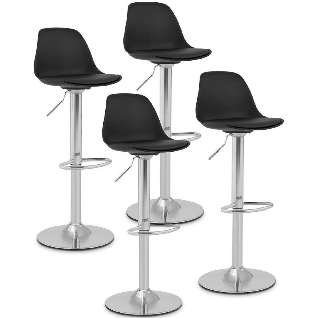 Hoker stołek krzesło barowe obrotowe tapicerowane 4 szt. czarne FROMM&amp;STARCK