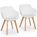Krzesło kubełkowe skandynawskie plastikowe z drewnianymi nogami do 150 kg 2 szt. białe FROMM&amp;STARCK